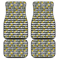 Yellow Daffodil Striped Pattern Print Front and Back Car Floor Mats