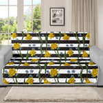 Yellow Daffodil Striped Pattern Print Futon Protector