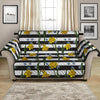 Yellow Daffodil Striped Pattern Print Loveseat Protector