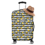 Yellow Daffodil Striped Pattern Print Luggage Cover