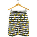 Yellow Daffodil Striped Pattern Print Men's Shorts