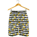 Yellow Daffodil Striped Pattern Print Men's Shorts