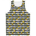 Yellow Daffodil Striped Pattern Print Men's Tank Top