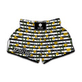 Yellow Daffodil Striped Pattern Print Muay Thai Boxing Shorts