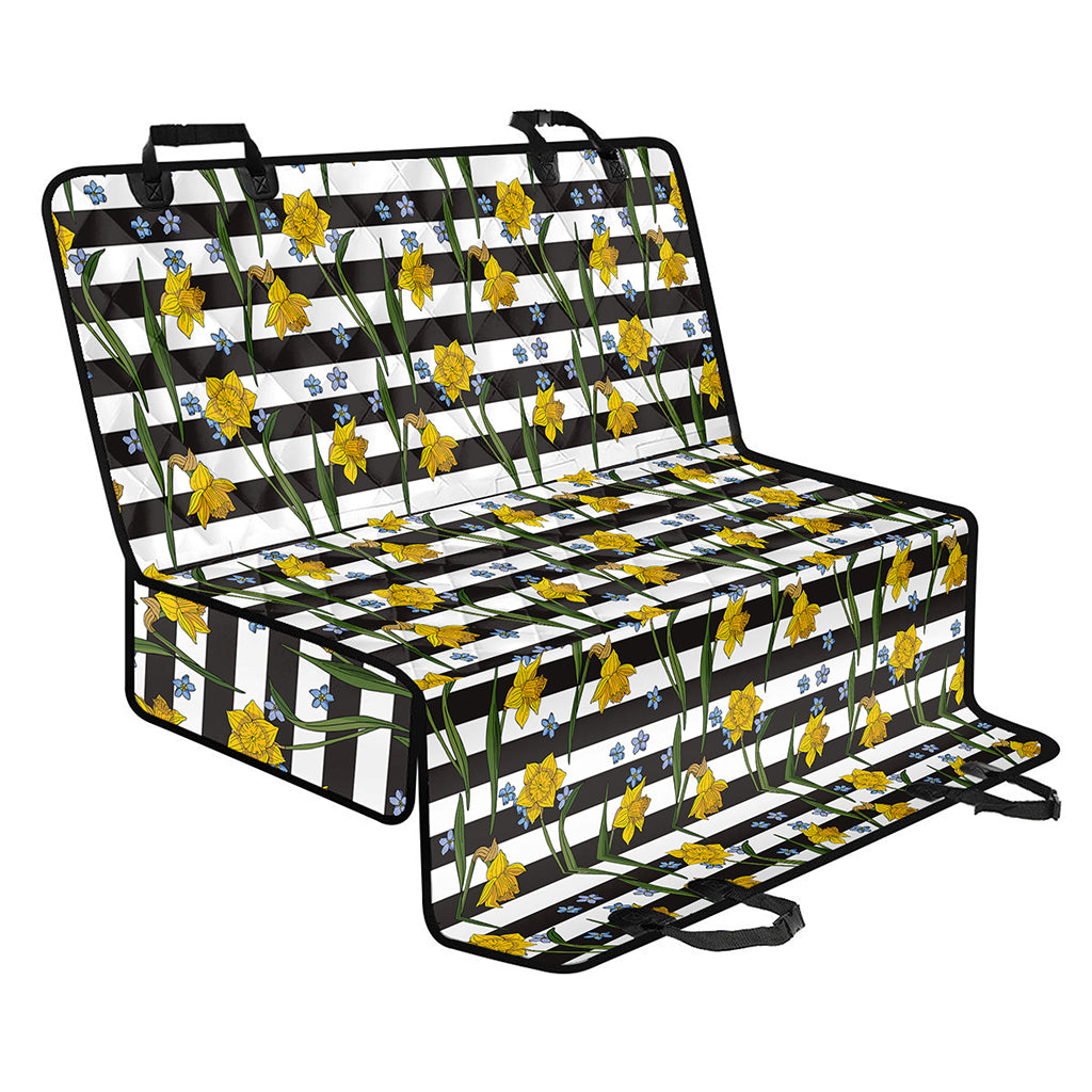 Yellow Daffodil Striped Pattern Print Pet Car Back Seat Cover