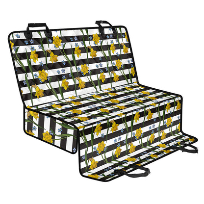 Yellow Daffodil Striped Pattern Print Pet Car Back Seat Cover