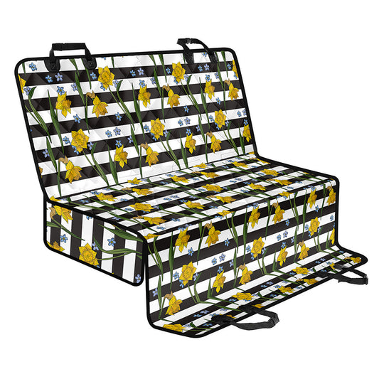 Yellow Daffodil Striped Pattern Print Pet Car Back Seat Cover
