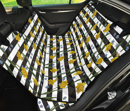 Yellow Daffodil Striped Pattern Print Pet Car Back Seat Cover