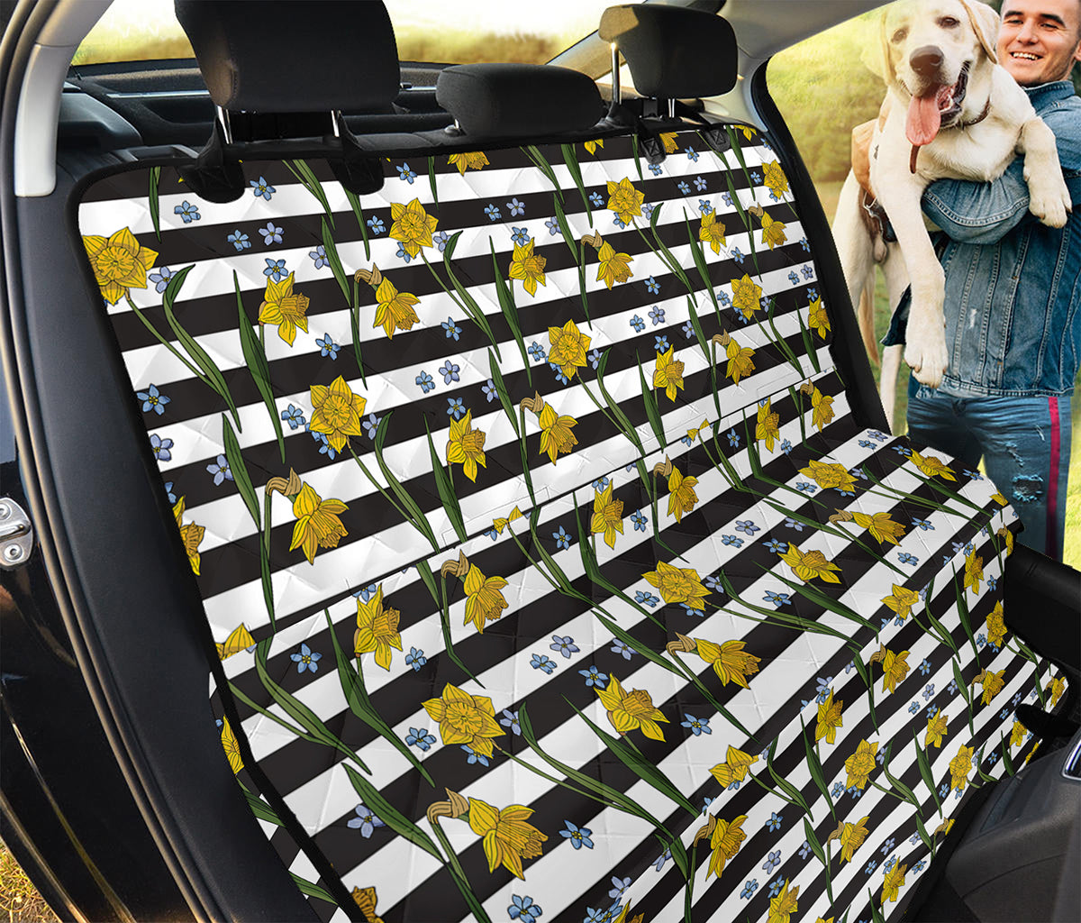 Yellow Daffodil Striped Pattern Print Pet Car Back Seat Cover