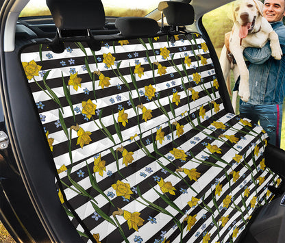 Yellow Daffodil Striped Pattern Print Pet Car Back Seat Cover
