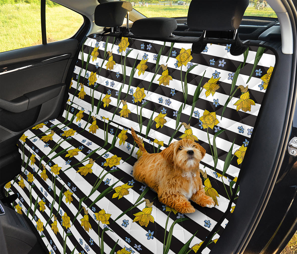Yellow Daffodil Striped Pattern Print Pet Car Back Seat Cover