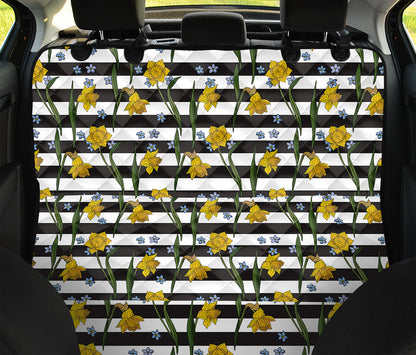Yellow Daffodil Striped Pattern Print Pet Car Back Seat Cover