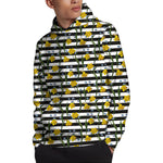 Yellow Daffodil Striped Pattern Print Pullover Hoodie