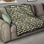 Yellow Daffodil Striped Pattern Print Quilt