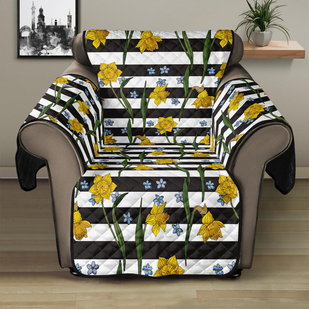 Yellow Daffodil Striped Pattern Print Recliner Protector