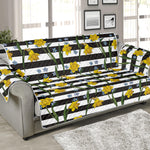 Yellow Daffodil Striped Pattern Print Sofa Protector