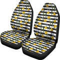 Yellow Daffodil Striped Pattern Print Universal Fit Car Seat Covers