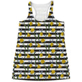 Yellow Daffodil Striped Pattern Print Women's Racerback Tank Top