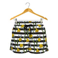 Yellow Daffodil Striped Pattern Print Women's Shorts