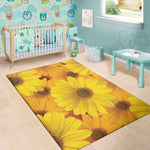 Yellow Daisy Flower Print Area Rug