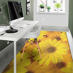 Yellow Daisy Flower Print Area Rug