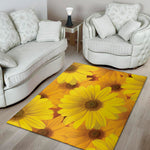 Yellow Daisy Flower Print Area Rug