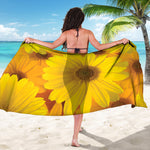 Yellow Daisy Flower Print Beach Sarong Wrap