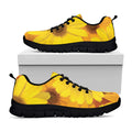Yellow Daisy Flower Print Black Running Shoes