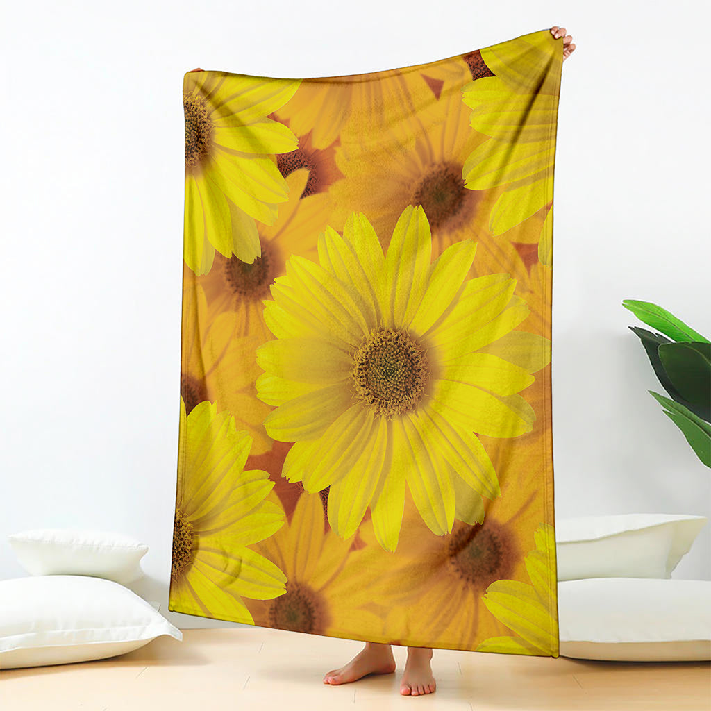 Yellow Daisy Flower Print Blanket