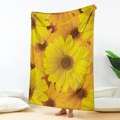 Yellow Daisy Flower Print Blanket