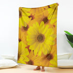 Yellow Daisy Flower Print Blanket