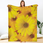 Yellow Daisy Flower Print Blanket