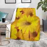 Yellow Daisy Flower Print Blanket