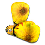 Yellow Daisy Flower Print Boxing Gloves