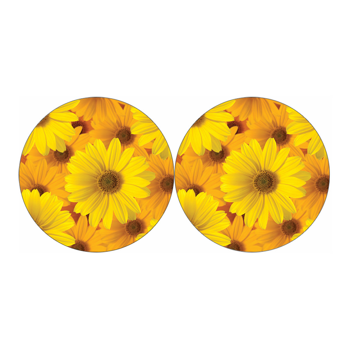 Yellow Daisy Flower Print Car Coasters