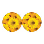 Yellow Daisy Flower Print Car Coasters