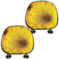 Yellow Daisy Flower Print Car Headrest Covers