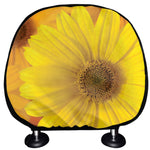 Yellow Daisy Flower Print Car Headrest Covers