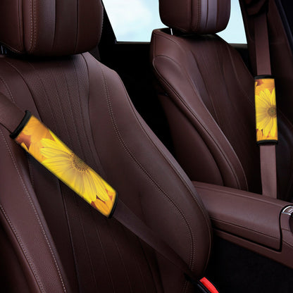 Yellow Daisy Flower Print Car Seat Belt Covers