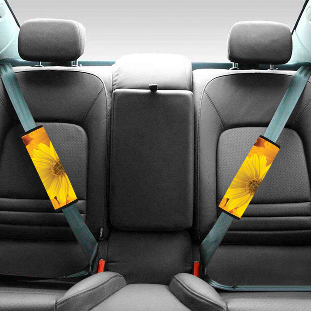 Yellow Daisy Flower Print Car Seat Belt Covers