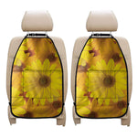 Yellow Daisy Flower Print Car Seat Organizers