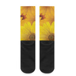 Yellow Daisy Flower Print Crew Socks
