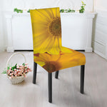 Yellow Daisy Flower Print Dining Chair Slipcover
