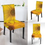 Yellow Daisy Flower Print Dining Chair Slipcover