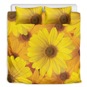 Yellow Daisy Flower Print Duvet Cover Bedding Set