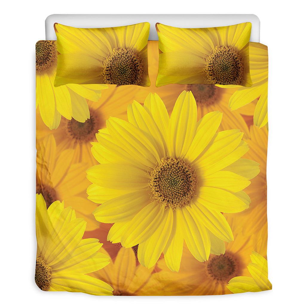 Yellow Daisy Flower Print Duvet Cover Bedding Set