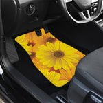Yellow Daisy Flower Print Front and Back Car Floor Mats