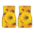 Yellow Daisy Flower Print Front Car Floor Mats