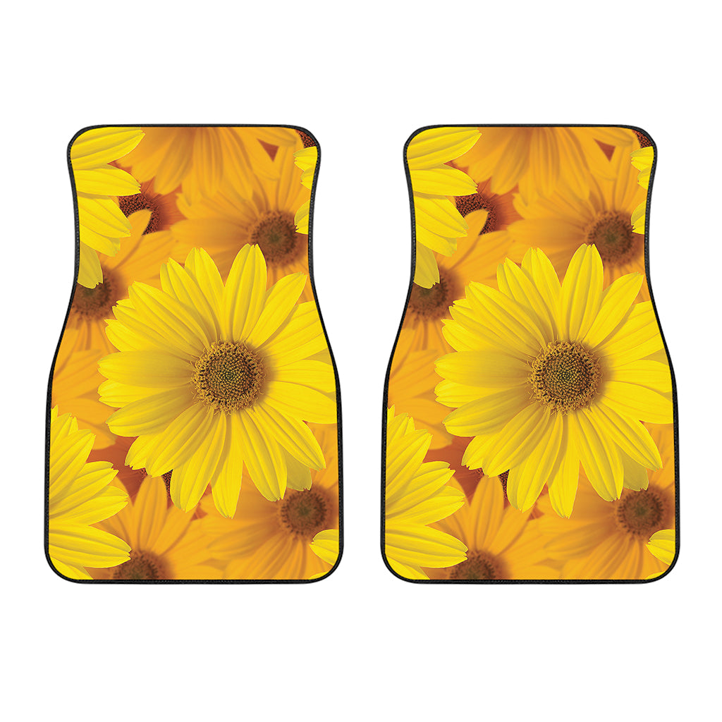 Yellow Daisy Flower Print Front Car Floor Mats