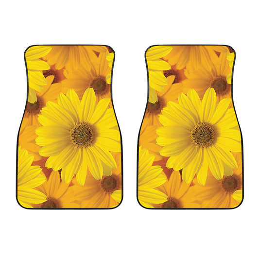 Yellow Daisy Flower Print Front Car Floor Mats
